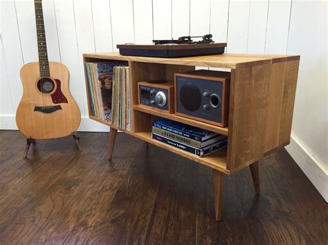 New mid century modern record player console turntable stereo