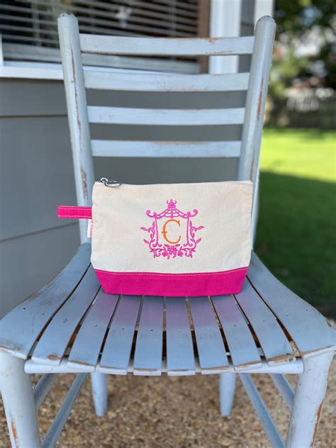 Canvas Pouch Monogrammed / Personalized / Embroidered Canvas - Etsy