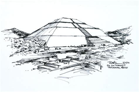 Mexico Teotihuacan Sun Pyramid Drawing by Robert Birkenes - Fine Art America