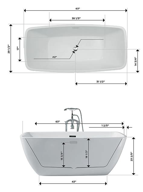 DKB Cascade UB112-6330 Freestanding Acrylic White Bathtub 63" x 30" In | DecorativeKitchenBath