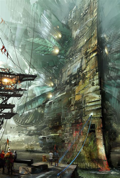 ArtStation - Guild Wars 2, Winged Ships, Daniel Dociu | Dystopian art, Dystopian city, Sci fi ...