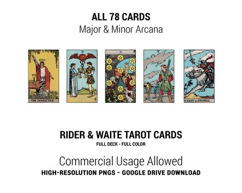 78 Rider Waite Tarot Cards. Full-Color - Magik Charms