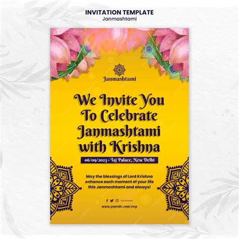 Free PSD | Janmashtami celebration invitation template