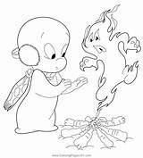 Casper With Fire Ghost Coloring Page For Kids  Free Printable sketch template