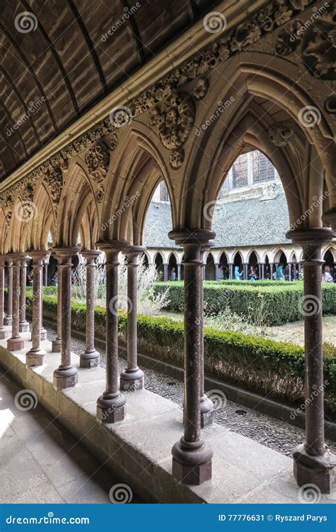 Mont Saint Michel, France - September 8, 2016: Cloister Garden I Editorial Photo - Image of ...