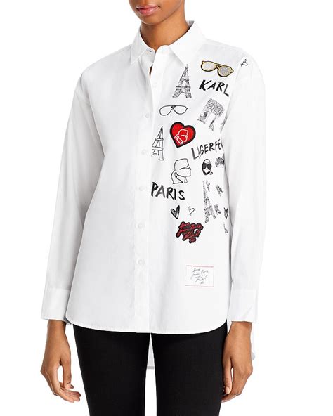 KARL LAGERFELD PARIS Cotton Patch Shirt | Bloomingdale's