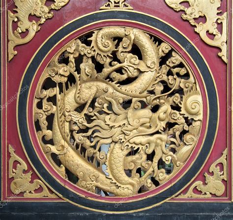 Wooden chinese dragon carving | Wood Carved Chinese Dragon — Stock ...