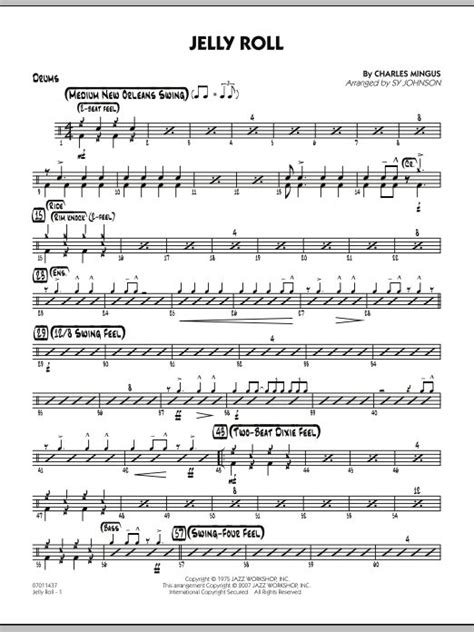 Sy Johnson 'Jelly Roll - Drums' Sheet Music and Printable PDF Music ...