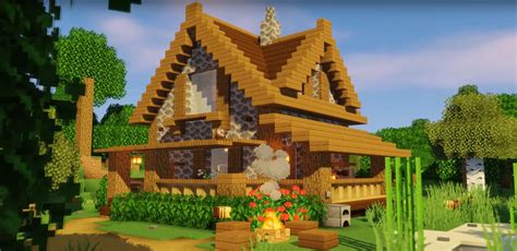 Minecraft Simple Wooden House with a garden Ideas and Design