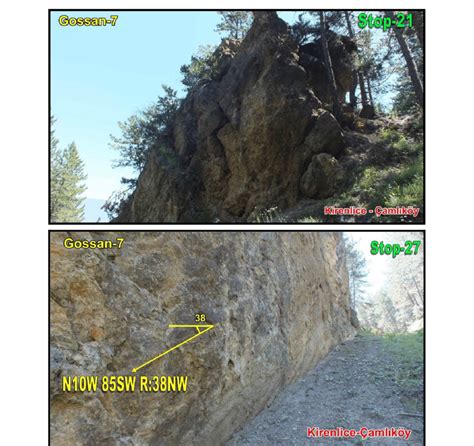 Gossan-7 formed close to the contact of metamorphics of Akgöl Formation ...