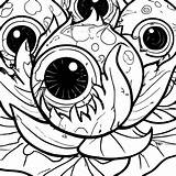 Creepy Carnivorous Eyeball Plant Black And White Moonlight Coloring  sketch template