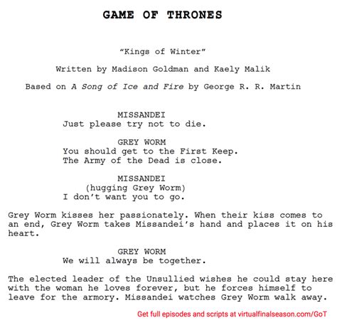 Game Of Thrones Season 8 Episode 2 Script Pdf - malaymac