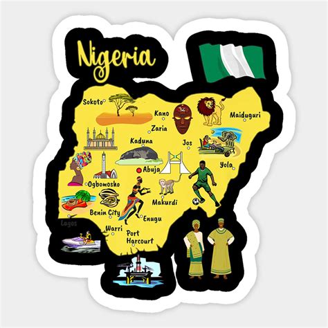 MAP OF NIGERIA LANDMARKS SYMBOLS MAJOR CITIES FLAG by catherinebenson ...