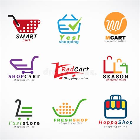 Shopping Cart Logo and Shopping Bags Logo Vector Set Graphic Design Stock Vector - Illustration ...