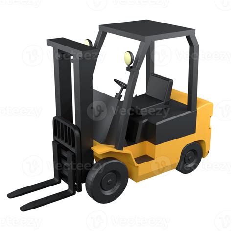 3D Forklift isolated on transparent background , 3D rendering logistic ...