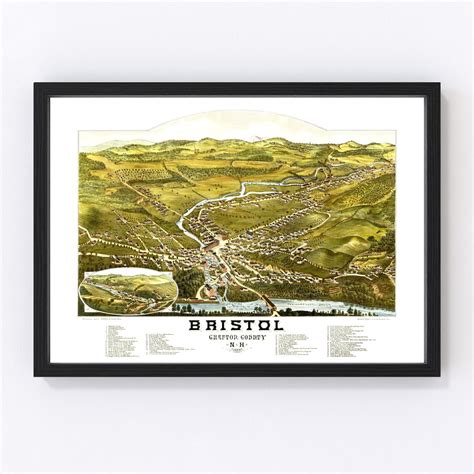 Bristol Map 1884 Old Map of Bristol New Hampshire Art Vintage Print ...