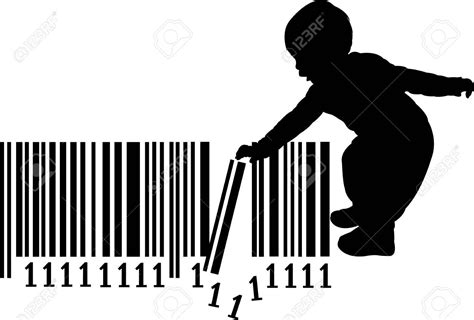 a baby playing with barcode, silhouette vector Illustration , #AD, #barcode, #playing, #baby, # ...