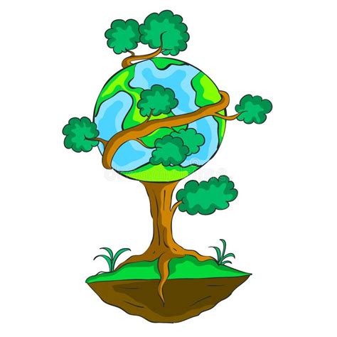 Earth Day Design Tree World Stock Vector - Illustration of cute, drawing: 90471355