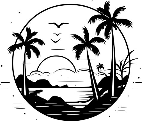 Beach Background - Black and White Isolated Icon - Vector illustration 23542931 Vector Art at ...