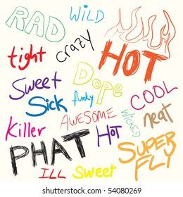 Variety Slang Words Ebonics Doodled Vector Stock Illustration 142728280 ...