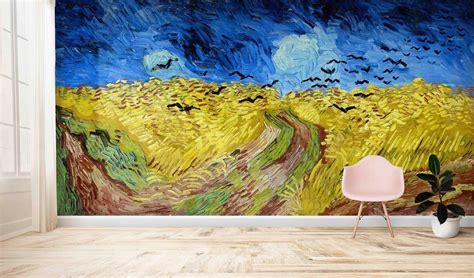 3d Wallpaper, Wheatfield with Crows, Custom Wallpaper, Vincent Van Gogh ...