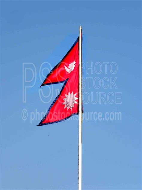 Photo of Nepalese Flag by Photo Stock Source flag, Bhaktapur, Kathmandu, Nepal, triangle,flag,double