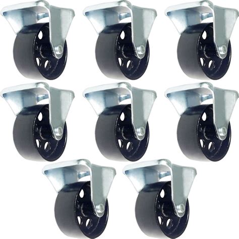 8 All Steel Swivel Caster Wheels Heavy Duty Steel (4" METAL RIGID CASTERS) - Walmart.com ...