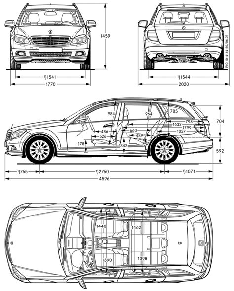 Mercedes-Benz C-Class W204 2008 Blueprint - Download free blueprint for 3D modeling
