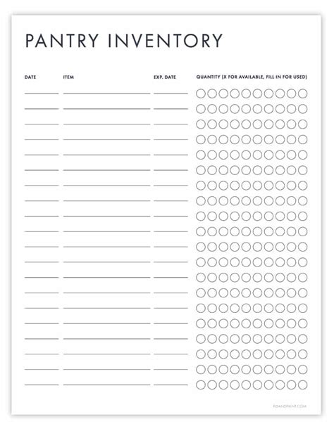 Free Printable Pantry Inventory Tracker - Pjs and Paint