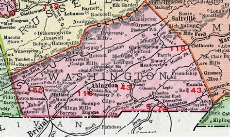 Washington County, Virginia, Map, 1911, Rand McNally, Abingdon, Glade Spring, Damascus, Emory ...