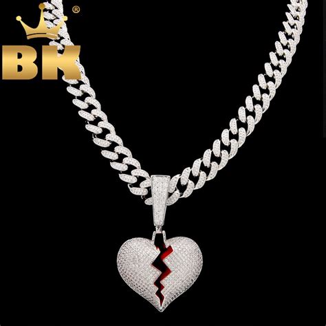 The Bling King Heartbreak Pendant Necklace With 13mm Cubic Zirconia ...