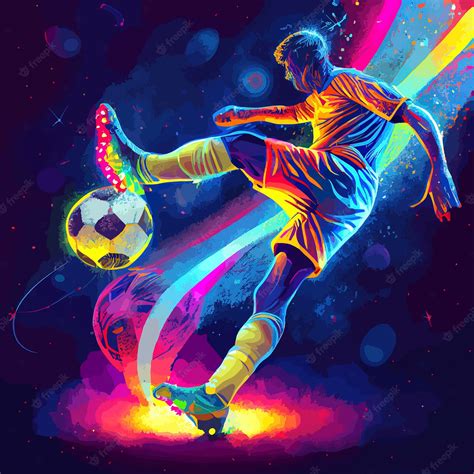 Premium Photo | Colorful abstract soccer player kicking the ball