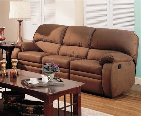 Soft Chocolate Microfiber Reclining Living Room Sofa w/Options