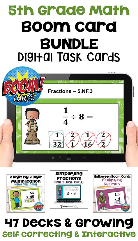 5th Grade Math Boom Card Bundle - Self Correcting | 5th grade math, Elementary school math ...