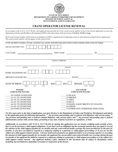 New Jersey Crane Operator License Renewal - Fill Out, Sign Online and Download PDF | Templateroller