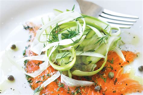 Salmon and red oak leaf salad