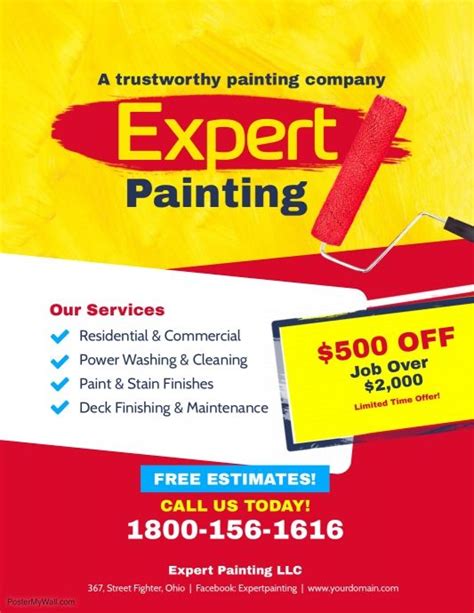 Expert Painting Services Flyer Poster Template | Creative advertising design, Painting services ...