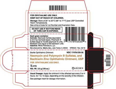 Neomycin, Polymyxin B, Bacitracin Ophthalmic Ointment - FDA prescribing information, side ...