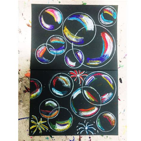 Bubbles! Chalk on black construction paper | Construction paper art ...