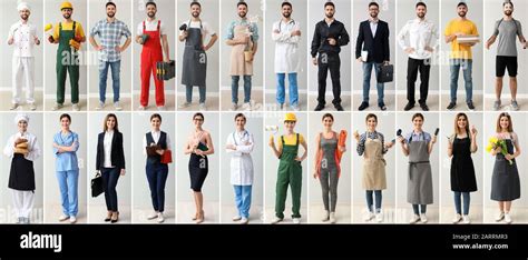 Collage with people in uniforms of different professions Stock Photo ...