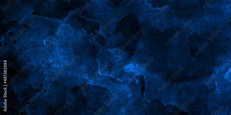 Abstract dark blue gradient paint background. Acrylic texture space nebula like pattern, Modern ...