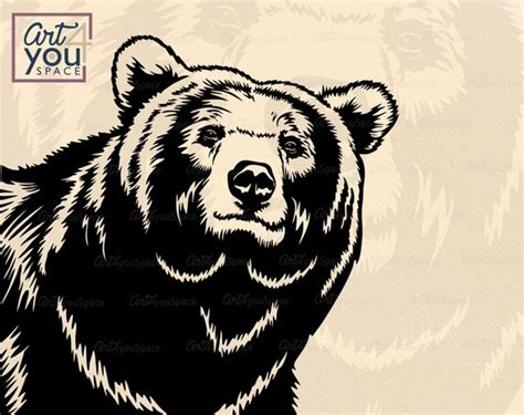 Grizzly bear SVG files Cricut bear clipart wild woodland | Etsy