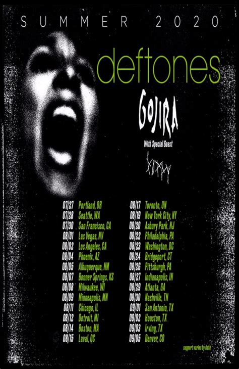 Deftones Poster w Gojira Concert 2020 Tour 11x 17 inches Ships SameDay ...