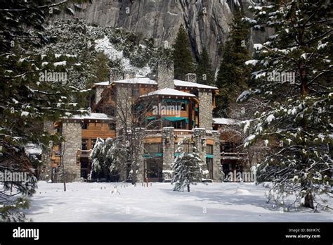 CALIFORNIA - The Ahwahnee Hotel in Yosemite Valley after a winter snow ...