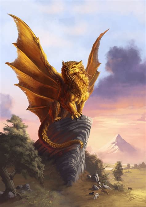 [OC] [Art] Gold Dragon : r/DnD