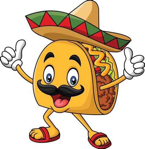 Cartoon funny taco mascot giving thumb up 20005090 Vector Art at Vecteezy