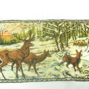 Tapestry, Wall Hanging, Deer Tapestry, Elk Tapestry, Hunting Scene, Vintage Wall Decor, Wildlife ...