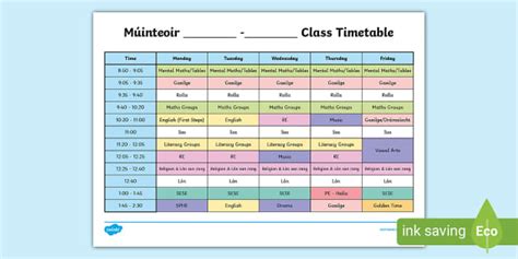 Editable Sample Timetable - Twinkl