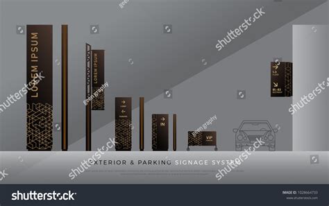 Exterior Parking Signage Direction Pole Wall Stock Vector (Royalty Free) 1028664733