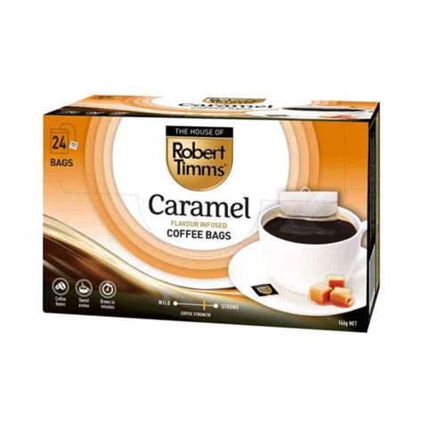 Buy Robert Timms Caramel Flavoured Coffee Bags 24 pack Online | Worldwide Delivery | Australian ...